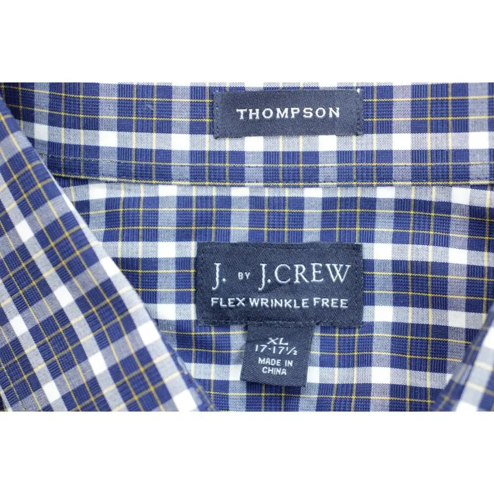J‎ Crew Shirt Mens XL (17-17.5) Check Thompson Flex Wrinkle Free Cotton Blend